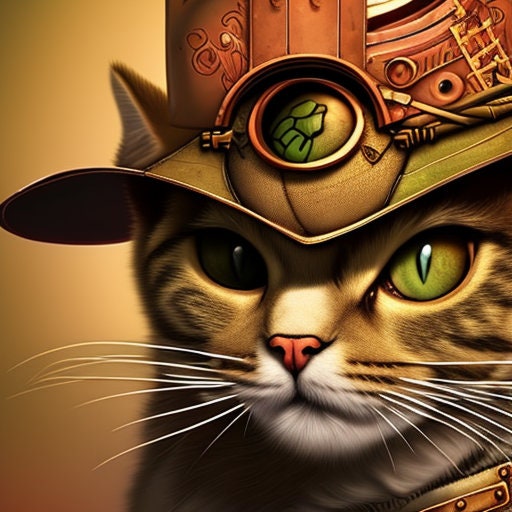Steampunk Cats - tabby cats art ,Futuristic Digital Art File, Edgy Wall Decor, AI Generated Art -Ai wall art,ai art print
