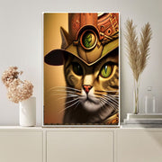 Steampunk Cats - tabby cats art ,Futuristic Digital Art File, Edgy Wall Decor, AI Generated Art -Ai wall art,ai art print