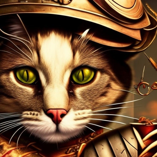 Steampunk Cats - tabby cats art ,Futuristic Digital Art File, Edgy Wall Decor, AI Generated Art -Ai wall art,ai art print