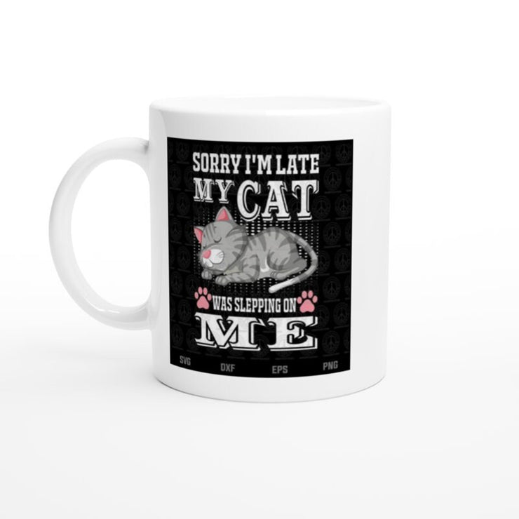 sorry my iam late my cat was sittin on me ,retro black cat,,Black Cat coffee, cat lover Gifts ,gift for cat owner
