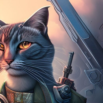 Cyberpunk Cat - cyberpunk art , tabby cat art,Digital print  Art File, Wall Decor, AI Generated Art -