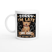 sorry iam late my cat was sitting on me ,tabby cat coffee mug,tabby Cat , cat lover Gifts
