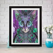 Cyberpunk Cat - Futuristic Digital Art File, Wall Decor, AI Generated Art  |