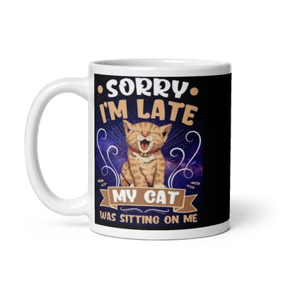 sorry iam late my cat was sitting on me ,tabby cat coffee mug,tabby Cat , cat lover Gifts