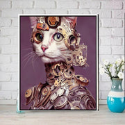Steampunk Cat - steampunk cat wall art , steampunk cats  print ,Digital Art File, Edgy Wall Decor, AI Generated A