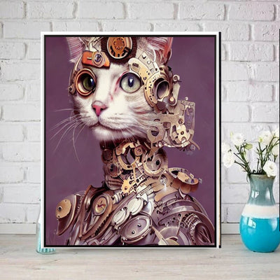 Steampunk Cat - steampunk cat wall art , steampunk cats  print ,Digital Art File, Edgy Wall Decor, AI Generated A