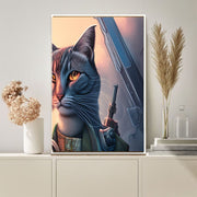Cyberpunk Cat - cyberpunk art , tabby cat art,Digital print  Art File, Wall Decor, AI Generated Art -