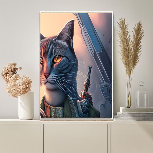 Cyberpunk Cat - cyberpunk art , tabby cat art,Digital print  Art File, Wall Decor, AI Generated Art -