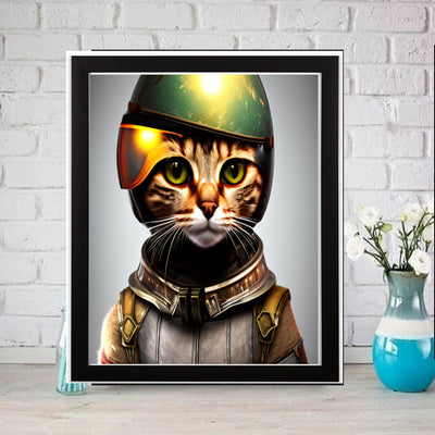 tabby cat portriat poster  .tabby cat-poster , AI  Wall Art -Cat Print -Cat Artwork - Home Decor