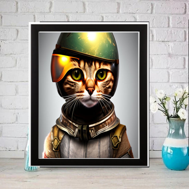 tabby cat portriat poster  .tabby cat-poster , AI  Wall Art -Cat Print -Cat Artwork - Home Decor