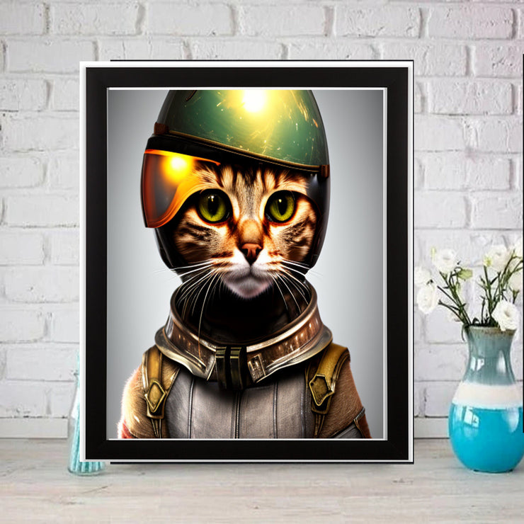 tabby cat portriat poster  .tabby cat-poster , AI  Wall Art -Cat Print -Cat Artwork - Home Decor