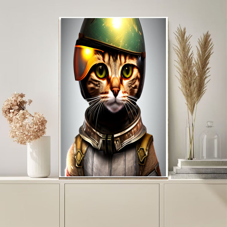 Cyberpunk Cat - ,tabby cat ,cyberpunk art , Digital print  Art File, Wall Decor, AI Generated Art -AI Generated  wall Art -