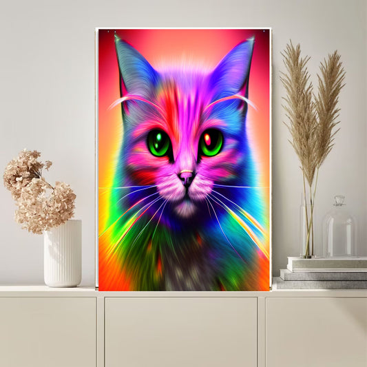 Psychedelic Cat Wall Art prints(5),  Printable Wall Art digital downloads  , Psychedelic Wall art , Psychedelic tabby cats  Art