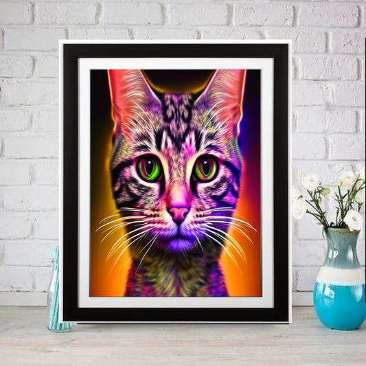 Psychedelic Cat Wall Art prints(5),  Printable Wall Art digital downloads  , Psychedelic Wall art , Psychedelic tabby cats  Art