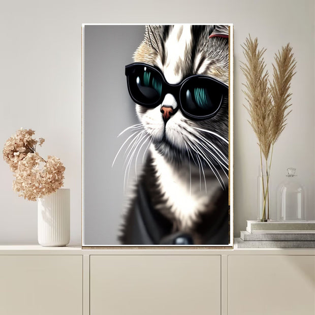 cool tabby cat portrait-   cat-poster , Black Cat Wall Art - Black Cat Print -Black Cat Artwork - Home Decor