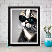 cool tabby cat portrait-   cat-poster , Black Cat Wall Art - Black Cat Print -Black Cat Artwork - Home Decor