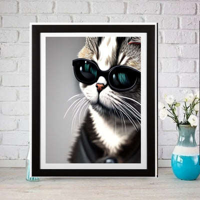 cool tabby cat portrait-   cat-poster , Black Cat Wall Art - Black Cat Print -Black Cat Artwork - Home Decor