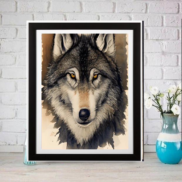 Wolf  watercolour art  Print, Wolf Wall Decor, Wolf Wall Art, Watercolour illustration, digital Art File, AI Generated Art -