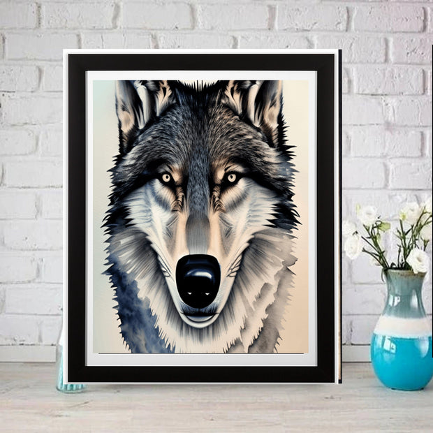 Wolf  watercolour art  Print, Wolf Wall Decor, Wolf Wall Art, Watercolour illustration, digital Art File, AI Generated Art -