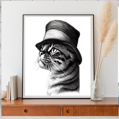 tabby cat portriat poster  .tabby cat-wall art  , Cat Wall Art -Cat Print - | home decor