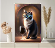 tabby cat wine  poster  .tabby cat  art ,tabby cat-poster , Cat Wall Art -Cat Print - | AI-Generated Art | Futuristic Ai Art |