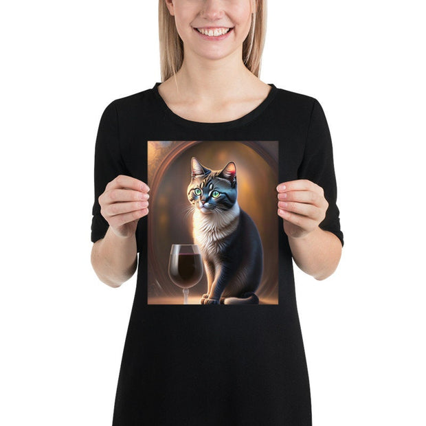 tabby cat wine  poster  .tabby cat  art ,tabby cat-poster , Cat Wall Art -Cat Print - | AI-Generated Art | Futuristic Ai Art |