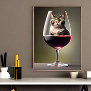 tabby cat in wine poster , tabby  Cat Wall Art -tabby Cat Print -tabby  Cat Artwork - Home Decor