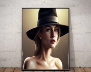 Beautiful Women Portraits ,woman with hat ,Wall Art Pretty Women, Decor Art Women Portrait Gift Poster, Model Wall art Decor