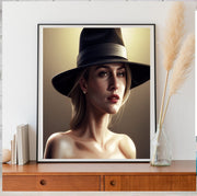 Beautiful Women Portraits ,woman with hat ,Wall Art Pretty Women, Decor Art Women Portrait Gift Poster, Model Wall art Decor