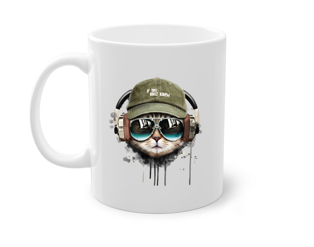 tabby cat coffee mug ,tabby cat with headphones ,Cat coffee mug , cat lover Gifts