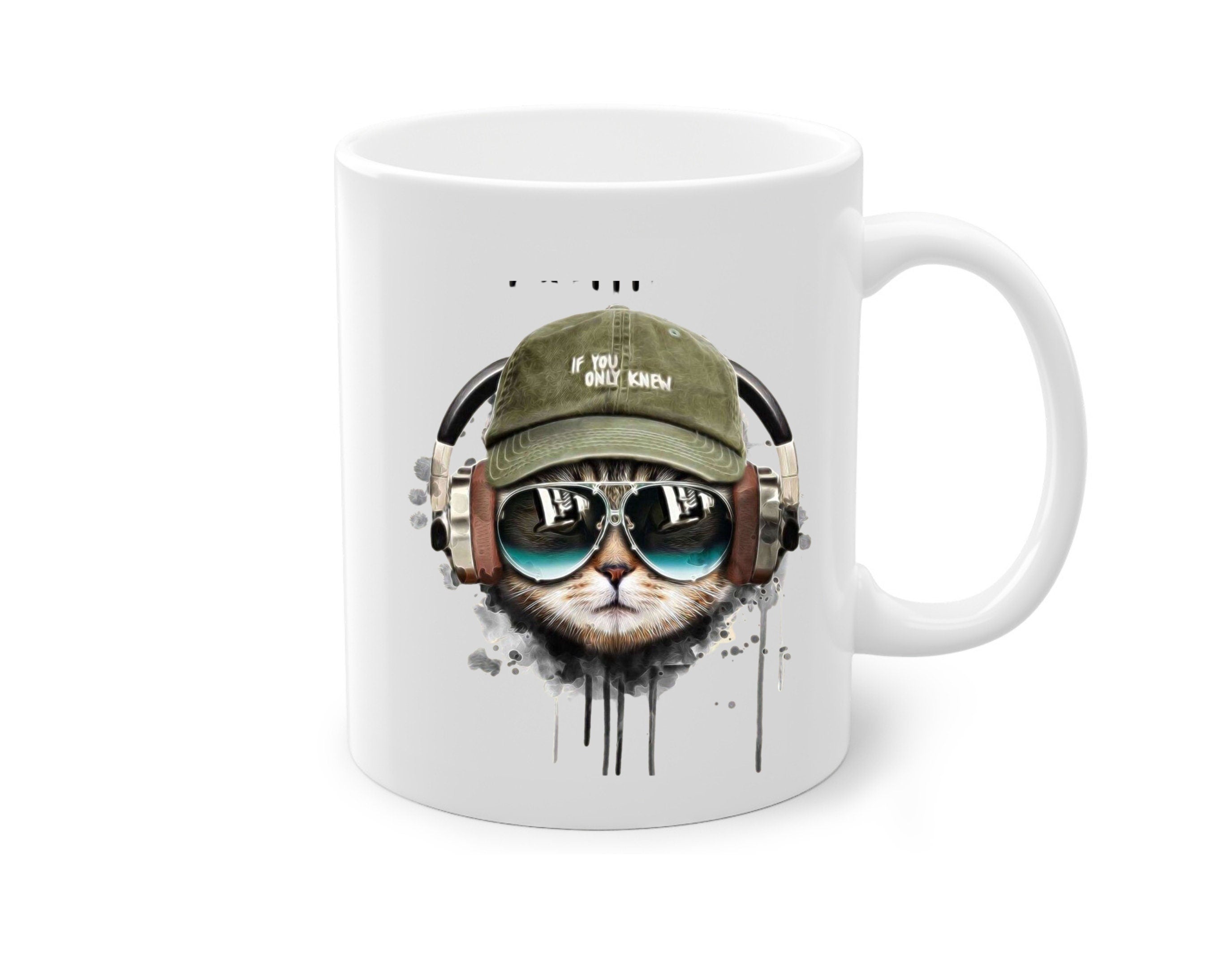tabby cat coffee mug ,tabby cat with headphones ,Cat coffee mug , cat lover Gifts