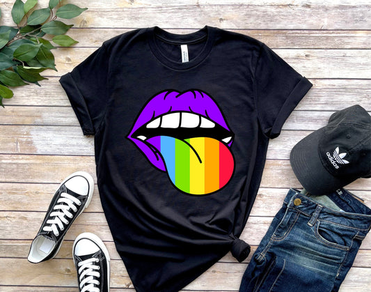 rainbow lips pride T Shirt. rainbow pride giftde tee, Love gay tee, Unisex T shirt, LGBT tee, Pride T shirt, Pride Shirt