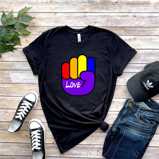 rainbow pride thumb Shirt, LGBTQ T Shirt, Pride Shirt,Couple Shirt, Kindness Shirts, LGBTQ Support Tees, Gay Pride Shirt