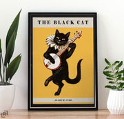 the black cat poster , Black Cat Wall Art - Black Cat Print - -Black Cat Artwork - Home Decor
