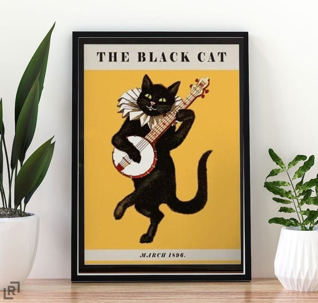 the black cat poster , Black Cat Wall Art - Black Cat Print - -Black Cat Artwork - Home Decor