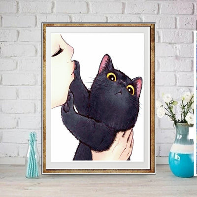 tabby cat poster , Black Cat Wall Art - Black Cat Print - -Black Cat Artwork - Home Decor