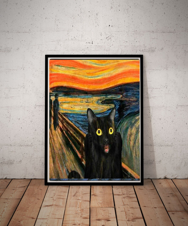 screaming black cat  poster , Cat Wall Art - - Cat Artwork - Home Decor,dining room decor ,house decor,living room decor