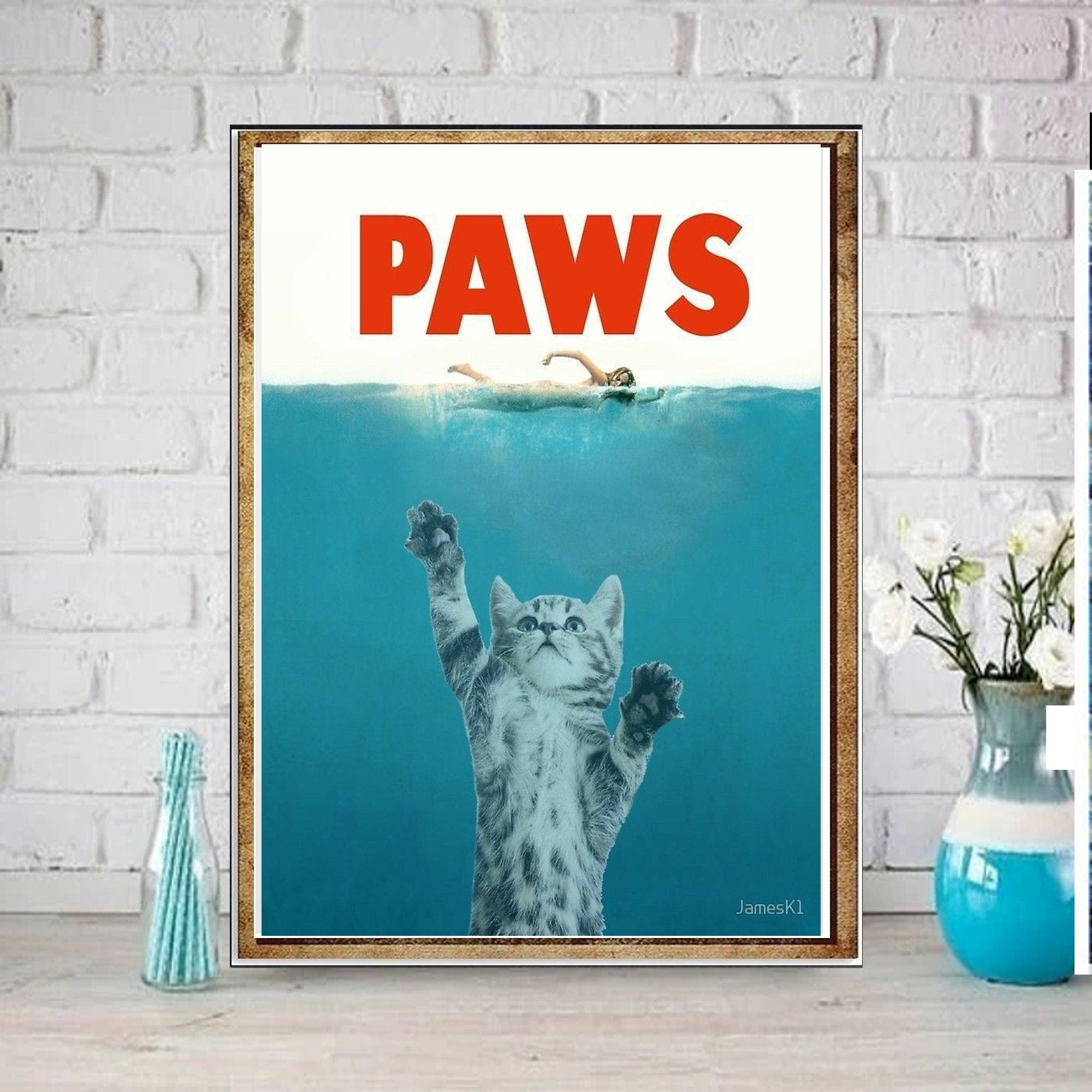 paws tabby cat  poster ,tabby  Cat Wall Art - tabby  Print - - Cat Artwork - Home Decor,dining room decor ,house decor,living room decor