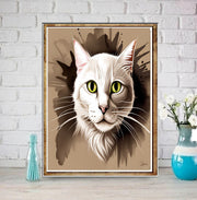 tabby cat portriat  poster , Black Cat Wall Art - Black Cat Print - -Black Cat Artwork - Home Decor,ai generated cat  art