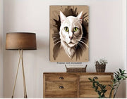 tabby cat portriat  poster , Black Cat Wall Art - Black Cat Print - -Black Cat Artwork - Home Decor,ai generated cat  art