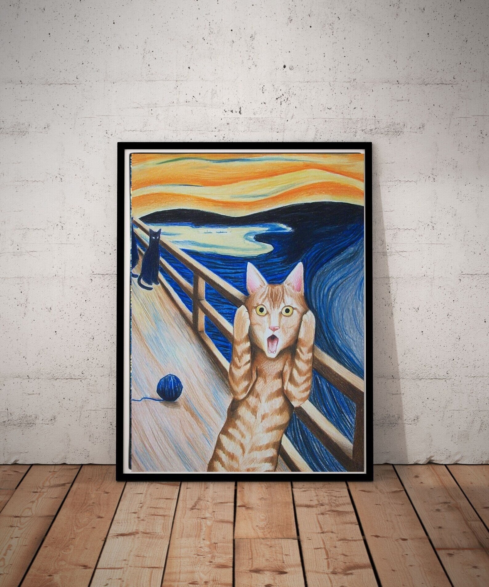 Starry Night Van Gogh with screaming  cat ,starry night print,  Night Sky art painting , | Starry Night  | van goth art , van goth Wall Art