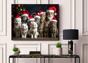 tabby cats cats  with santas hat ,Cat Wall Art Cat Print - Cat Artwork - Home Decor