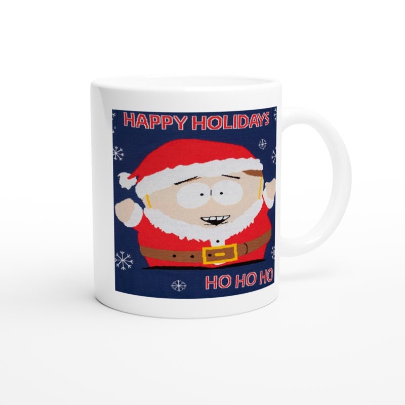 eric cartman  in santa outfit ,handmade southpark mug,southpark  xmas gifts,cartman mug,90s  mug, coffee mug  funny
