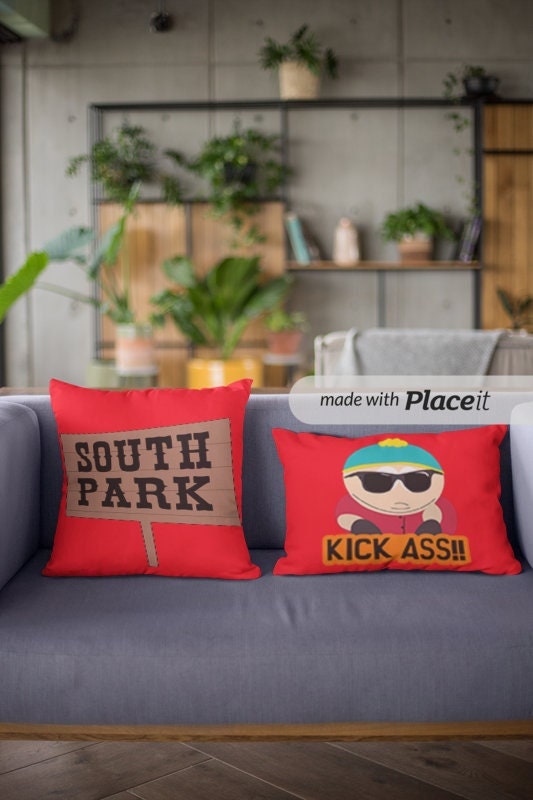 Williamsmugstore 24*24 south Park cushion,Eric Cartman kick ass ,Custom South Park Portrait cushion,Eric Cartman cushion,South Park Gift