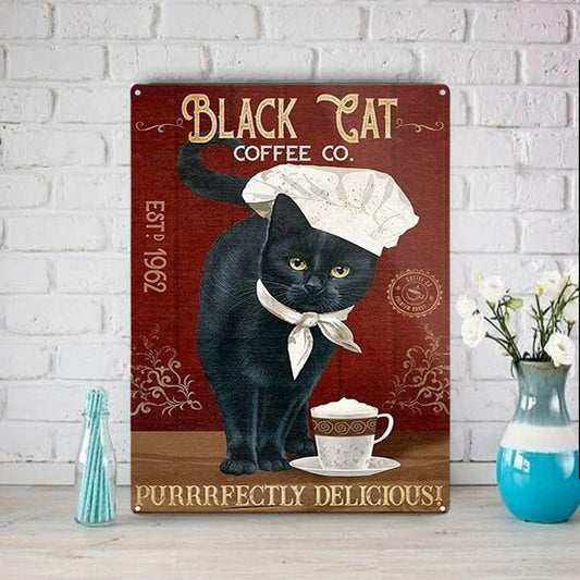 Williamsmugstore black cat coffee co. black cat-poster , Black Cat Wall Art - Black Cat Print -Black Cat Artwork - Home Decor