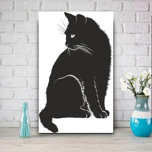 Williamsmugstore black cat portrait  . black cat-poster , Black Cat Wall Art - Black Cat Print -Black Cat Artwork - Home Decor