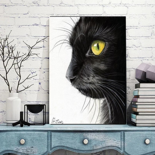 Williamsmugstore black cat  poster , Black Cat Wall Art - Black Cat Print -Black Cat Artwork - Home Decor,gift for cat lovers