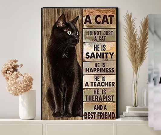 Williamsmugstore black cat  wall art poster , Black Cat Print for cat lovers gift