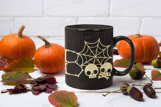 Williamsmugstore boo halloween  skull mug - boo skeleton- halloween boo mug
