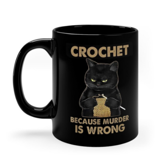 Williamsmugstore cat mug crochet because murder is wrong mug